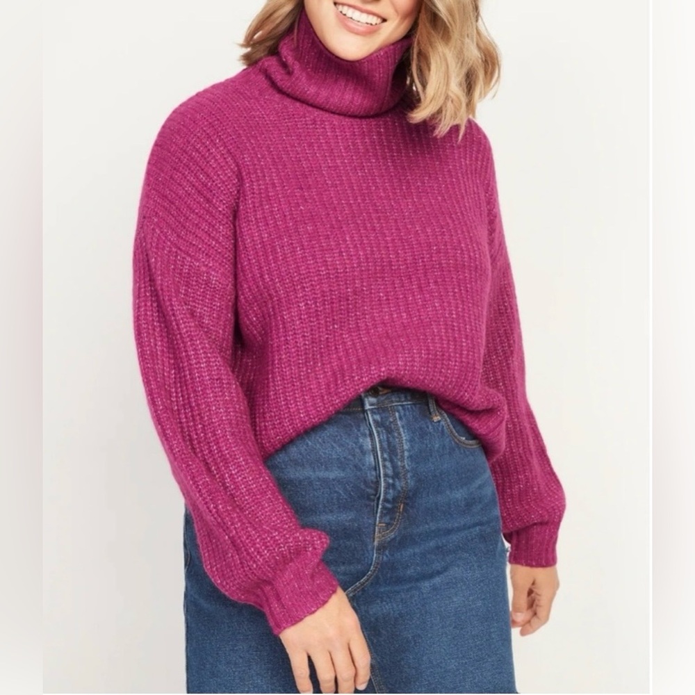 New Old Navy Women's Fuchsia/Hot Pink Turtleneck Sweater-Size 2X